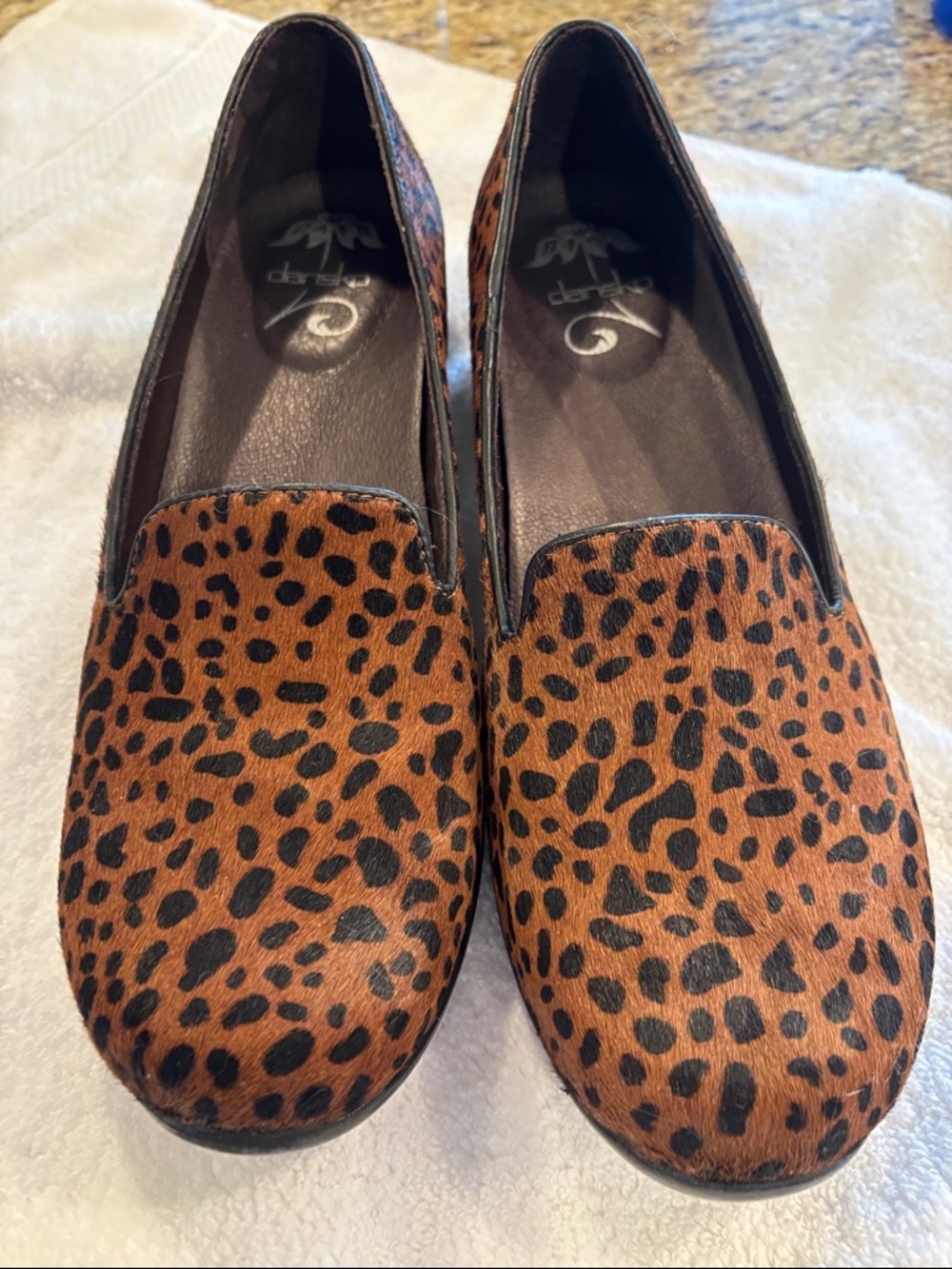 Dansko Leopard-Print Slip-On Loafers in Brown and Black